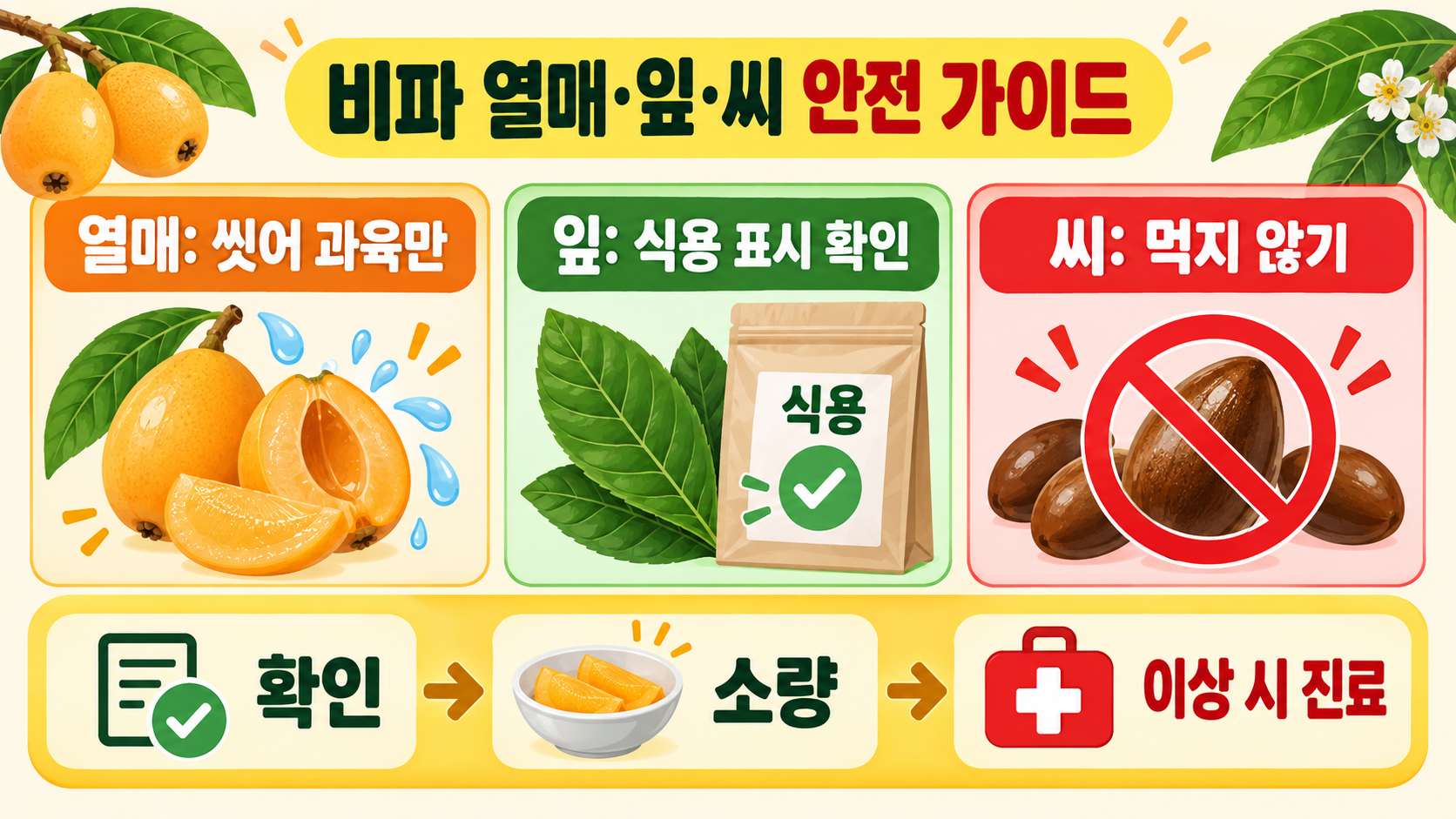 비파 열매·잎·씨, 섭취 전 알아둘 안전 가이드 정보 카드