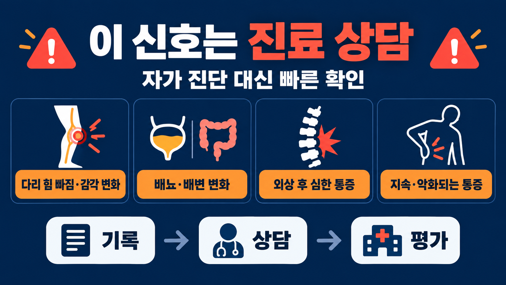 허리 통증 관리: 생활습관과 운동 시 주의할 점 확인 정보 카드