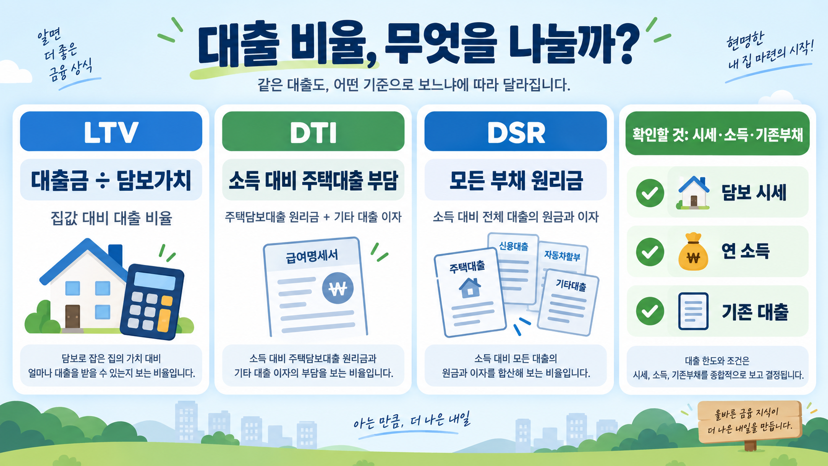 가계대출 핵심 용어 LTV·DTI·DSR: 뜻과 차이 쉽게 정리 관련 정보 카드