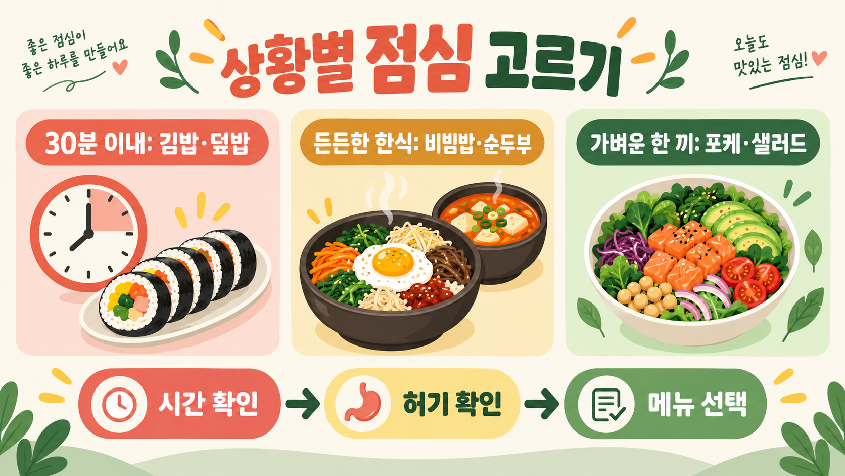 오늘 뭐 먹지? 점심 메뉴 추천 17가지 관련 정보 카드