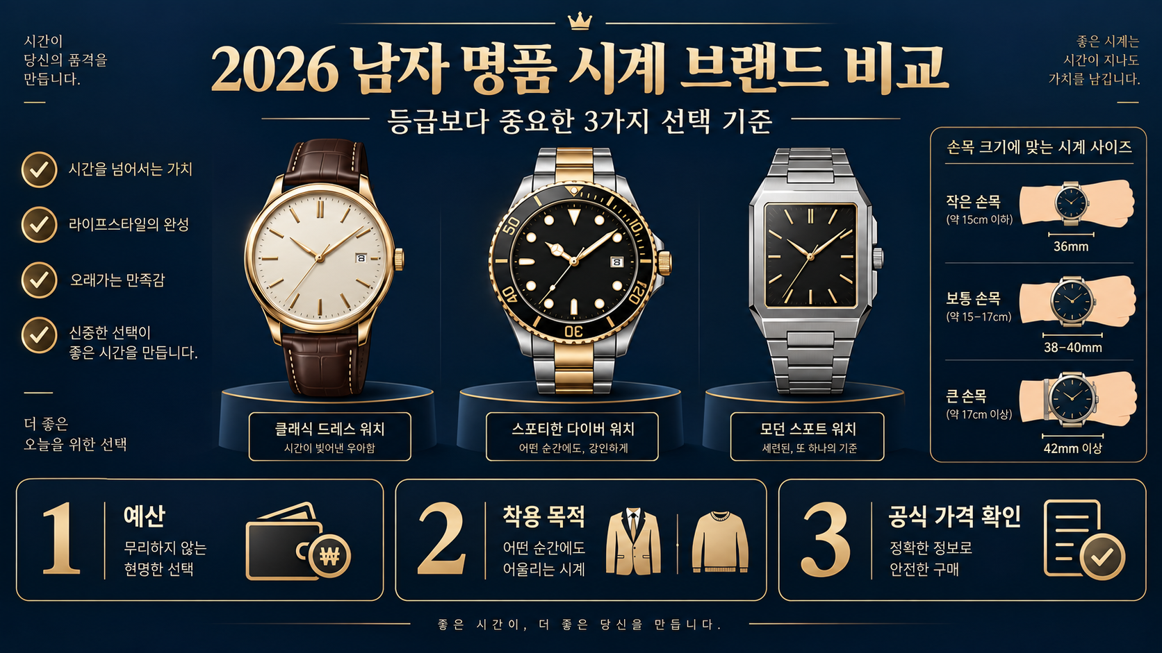 2026 남자 명품 시계 브랜드 비교: 등급보다 중요한 선택 기준과 가격 확인법 정보 카드