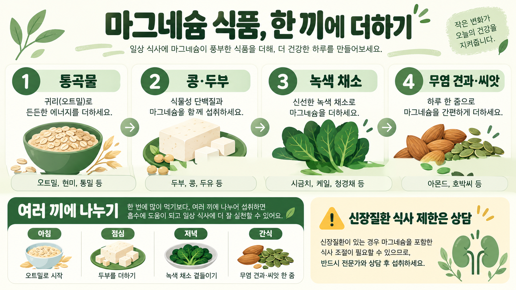 마그네슘 부족 증상과 함유 음식: 일상에서 확인하는 섭취 가이드 관련 정보 카드