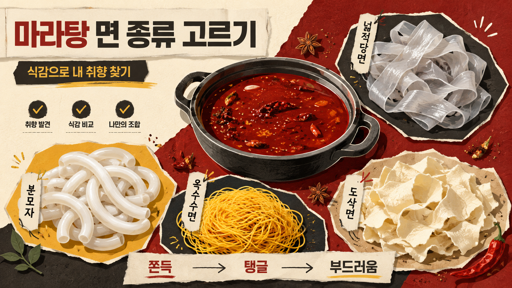 마라탕 면 종류 고르기 대표 정보카드