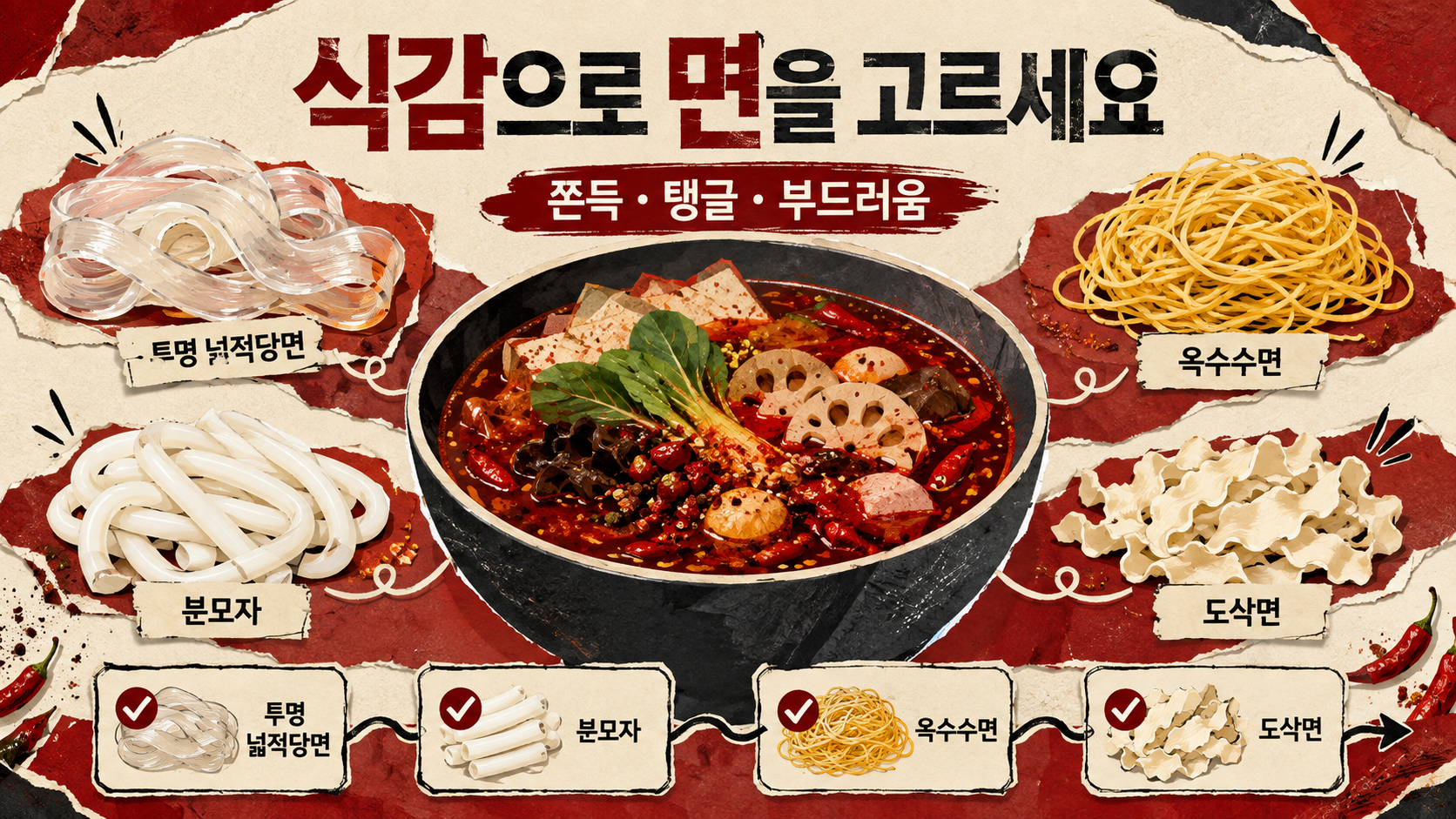 마라탕 면 식감 비교 정보카드