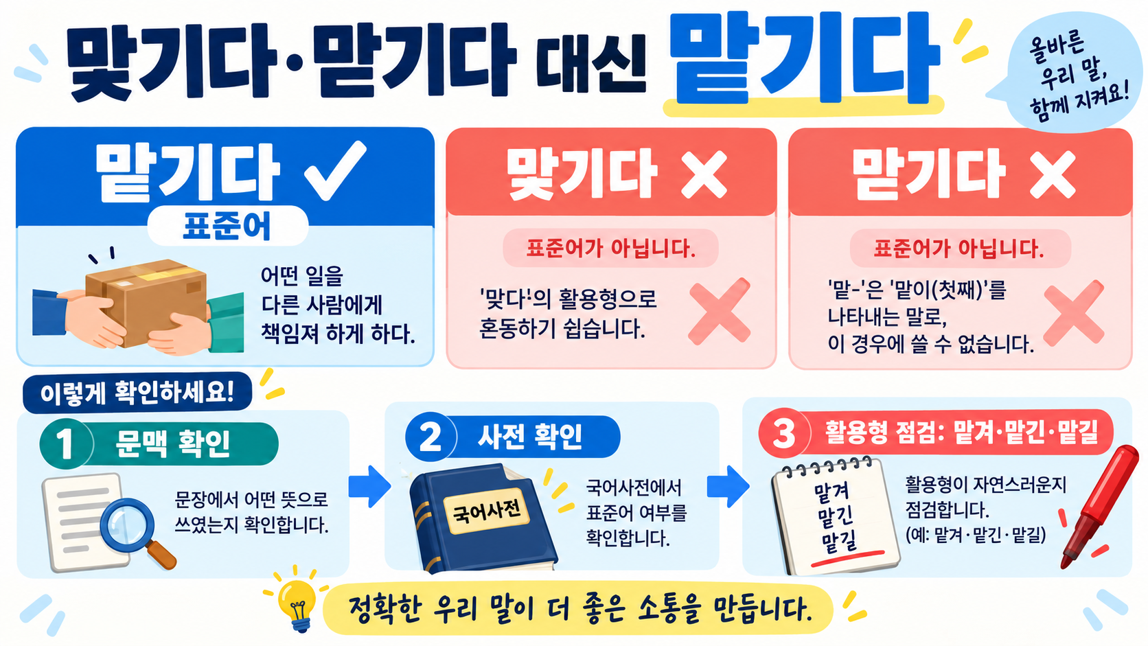 맡기다·맞기다·맏기다 확인 정보 카드