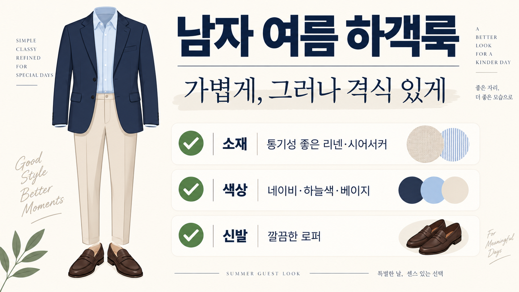 남자 여름 하객룩 추천: 격식과 날씨를 함께 고려하는 코디 가이드 정보 카드
