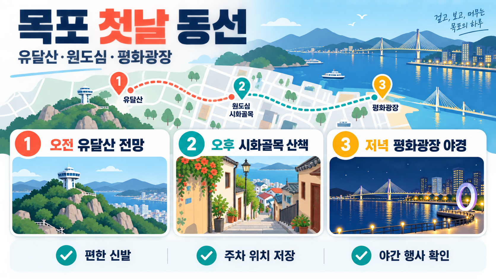 목포 1박 2일 여행 코스: 동선·명소·준비물 총정리 관련 정보 카드