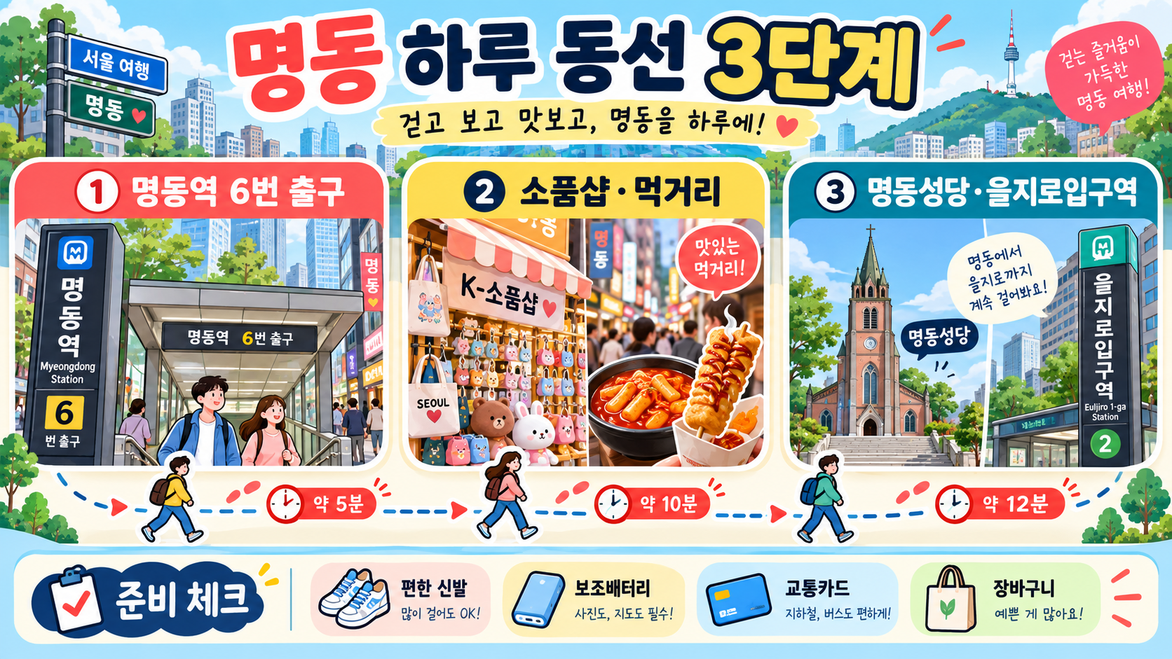 명동역 명동거리 여행코스: 놀거리·맛집·주차 한눈에 관련 정보 카드