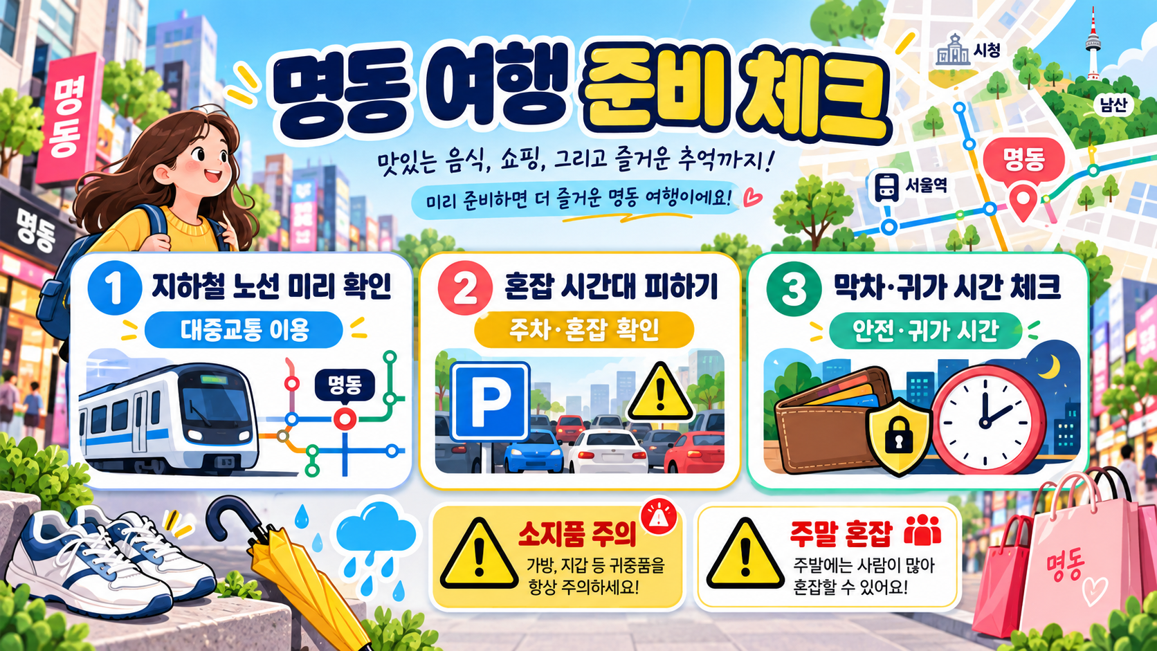 명동역 명동거리 여행코스: 놀거리·맛집·주차 한눈에 확인 정보 카드
