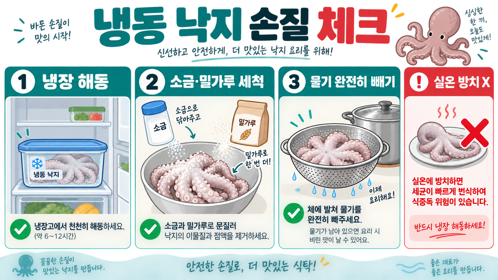 물 생기지 않는 냉동 낙지볶음 만들기: 매콤달콤 양념과 센 불 볶음 핵심 관련 정보 카드