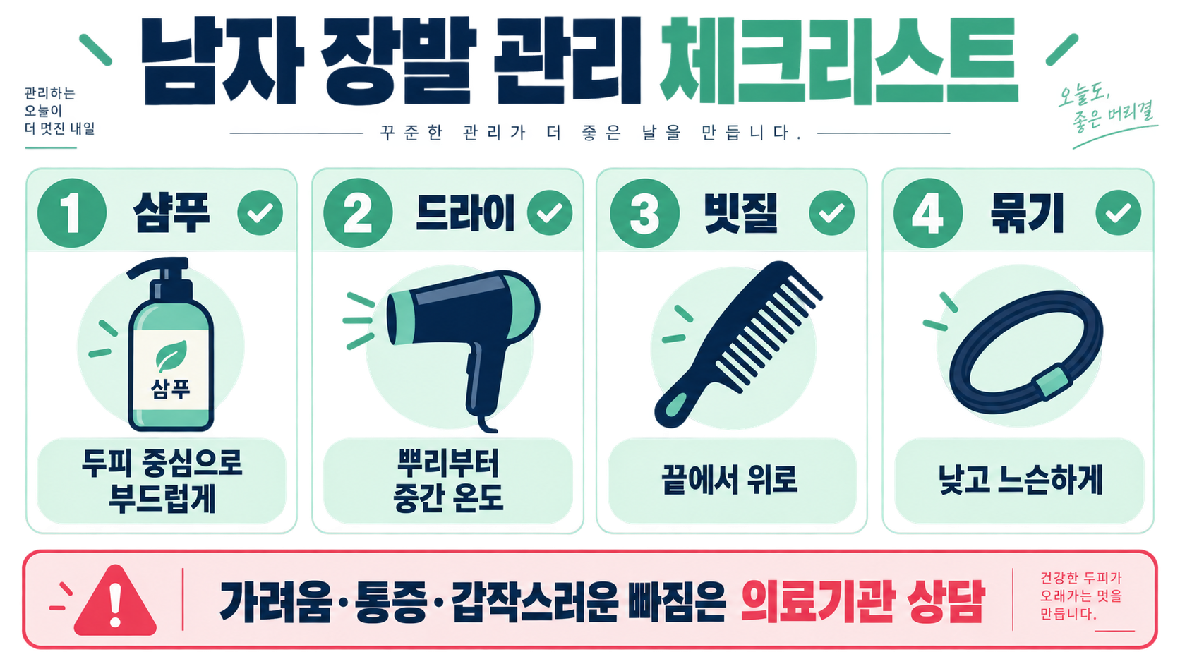 남자 장발 기르는 법: 장발의 조건과 관리 루틴 확인 정보 카드