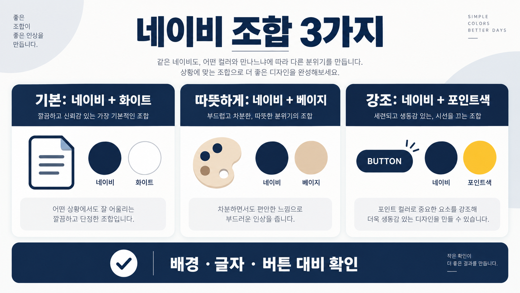 네이비 색상: 유래와 HTML·CSS 활용 가이드 확인 정보 카드