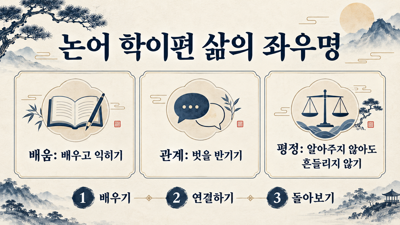 논어 학이편으로 정리하는 삶의 좌우명: 배움·관계·평정의 실천 정보 카드