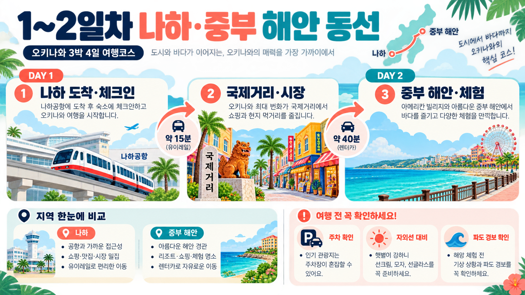 일본 오키나와 여행 3박 4일 일정 여행코스 관련 정보 카드