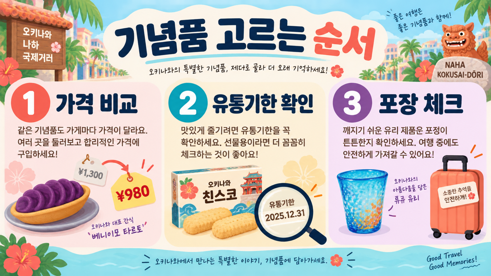 오키나와 여행 필수 코스: 나하 국제거리 쇼핑리스트 관련 정보 카드