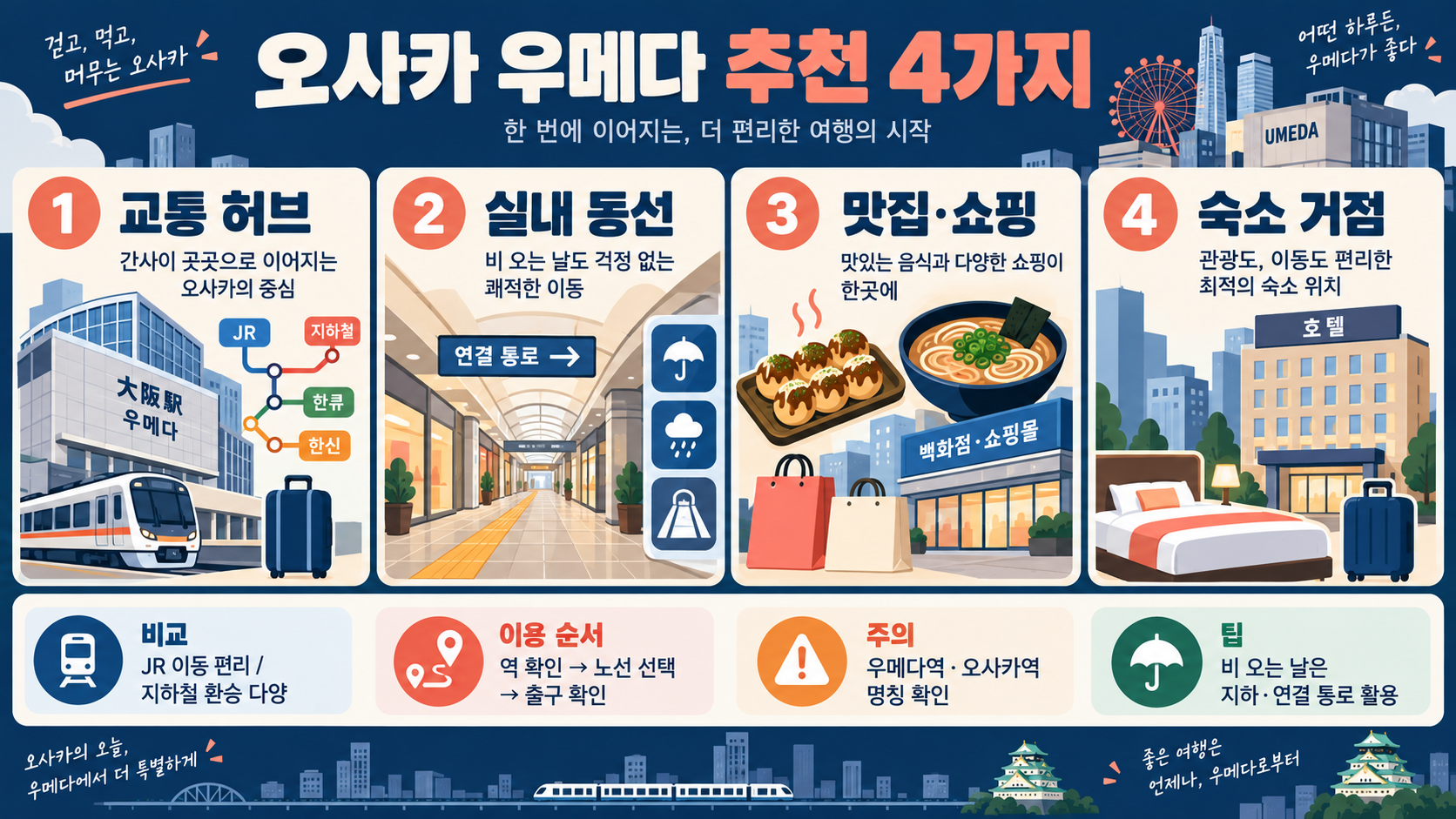 오사카 우메다를 여행 동선에 넣어야 하는 4가지 이유 정보 카드