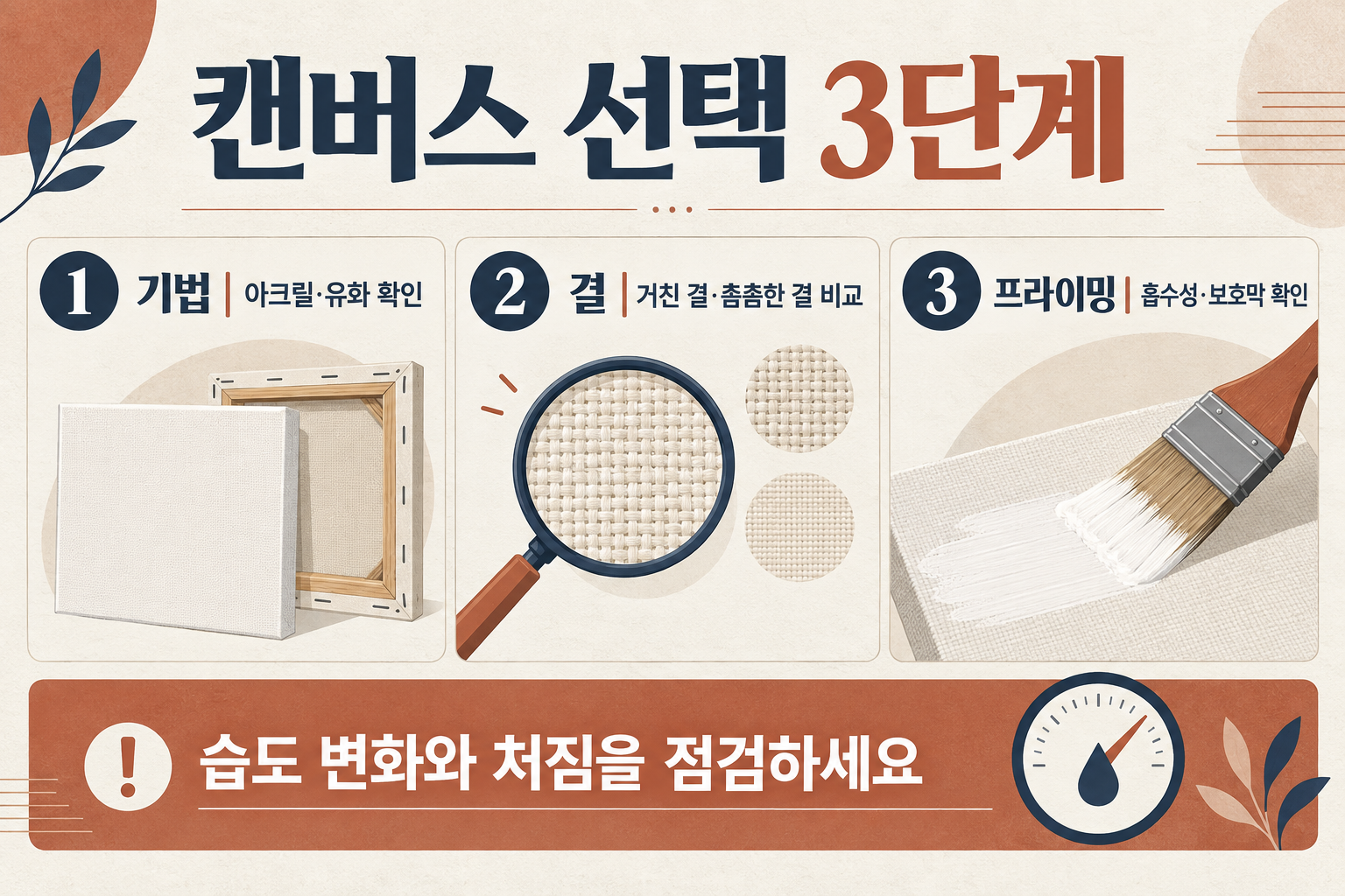 캔버스 천 종류 비교: 면천과 아사천, 작품에 맞게 고르는 법 확인 정보 카드