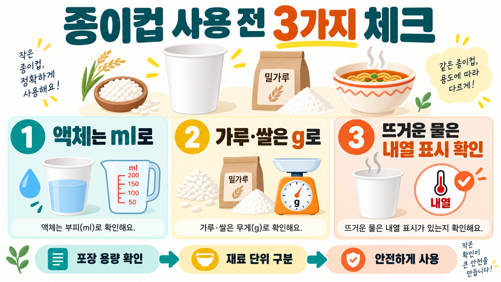 종이컵은 몇 ml일까? 용량·계량 기준 알아보기 확인 정보 카드