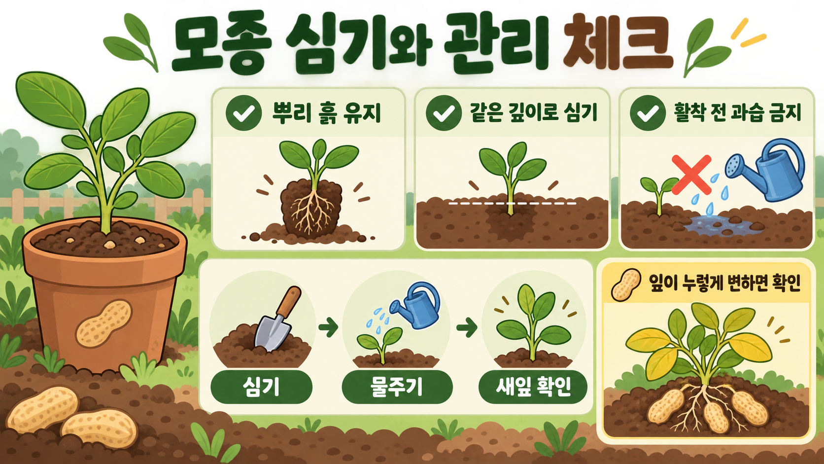 땅콩 심는 시기와 씨앗·모종 심는 방법 확인 정보 카드