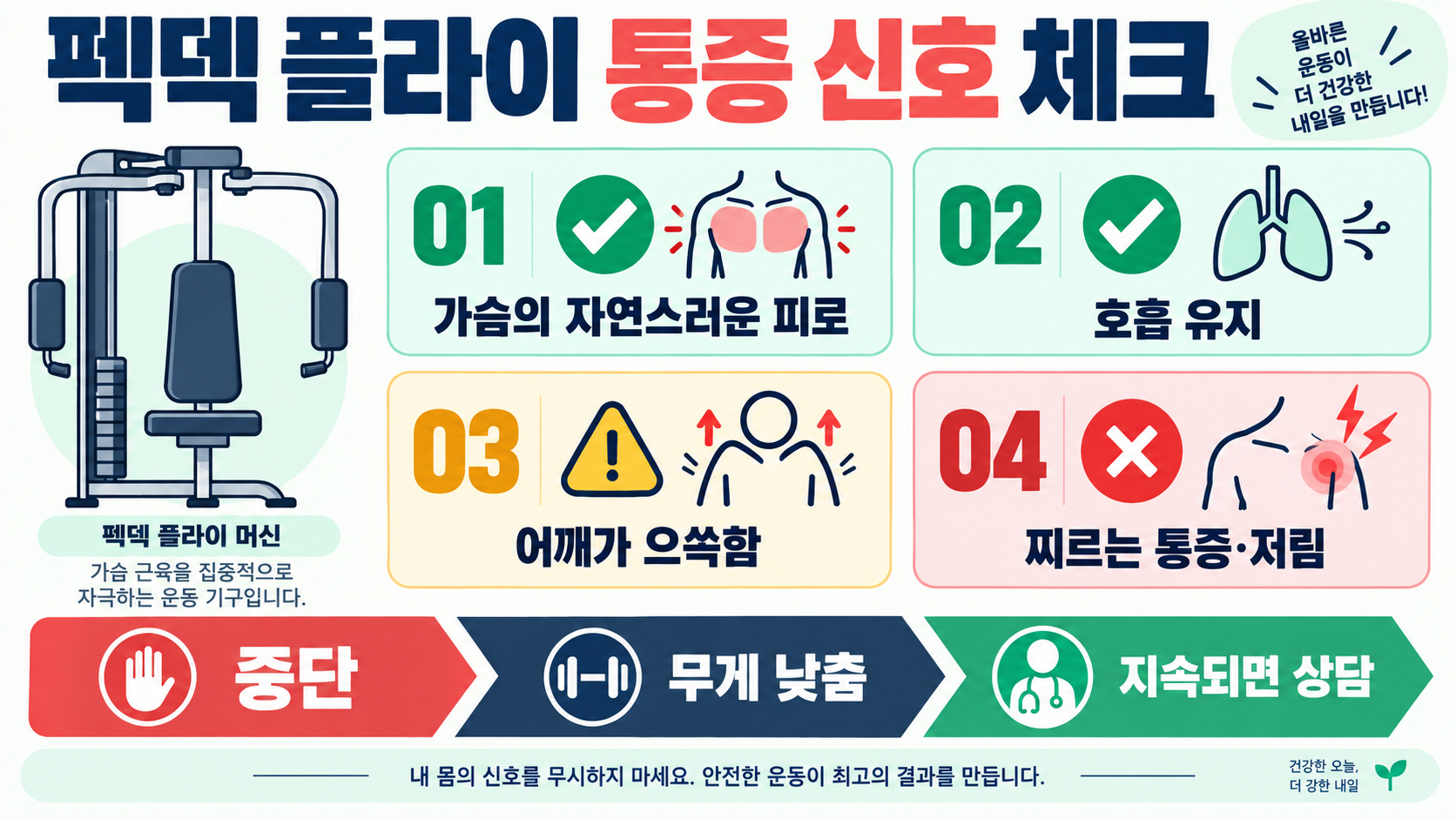 펙덱 플라이 효과와 올바른 자세·사용법: 남자 가슴운동 가이드 확인 정보 카드