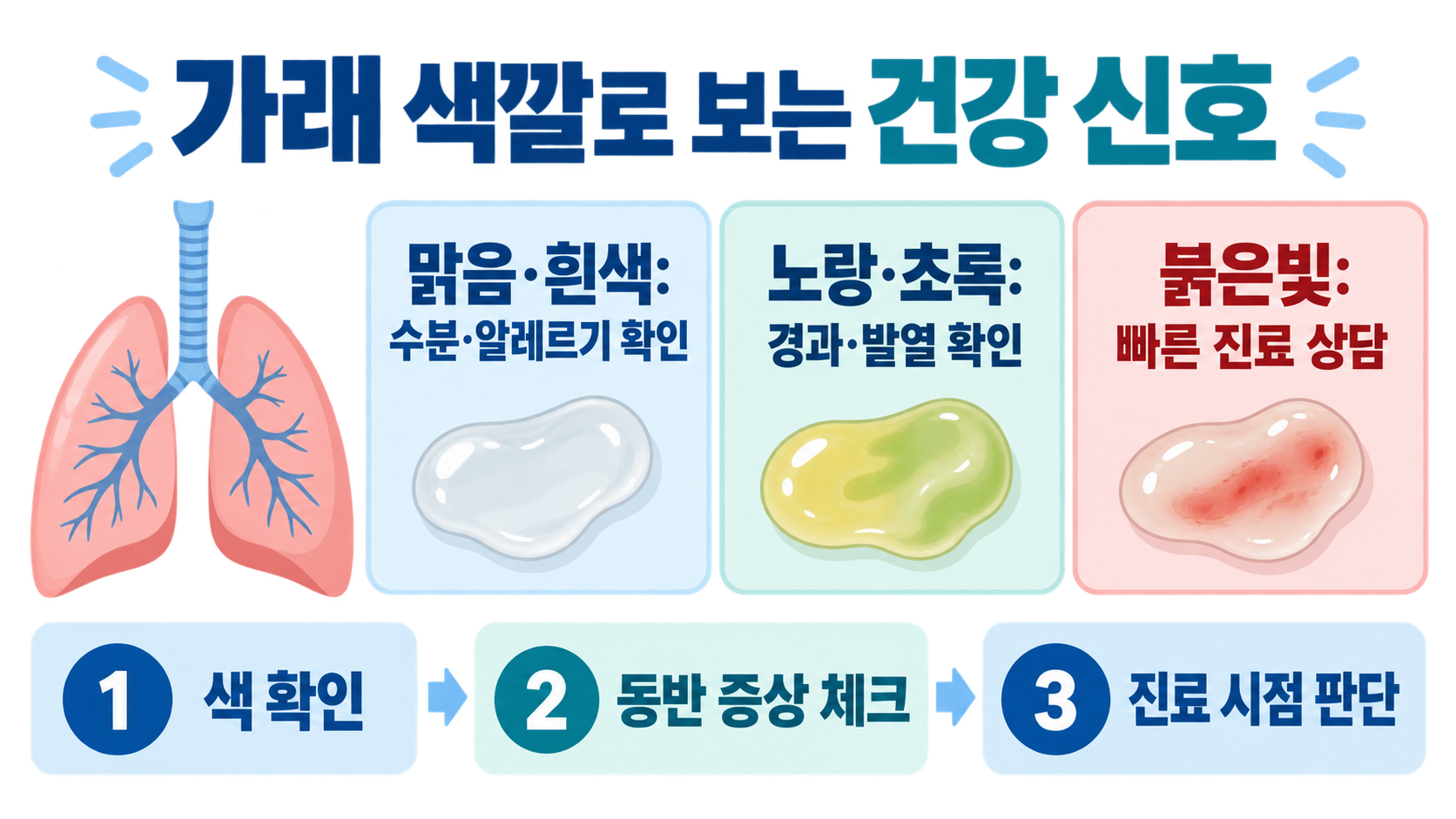 가래 색깔로 보는 건강 신호: 색별 원인과 진료가 필요한 때 정보 카드
