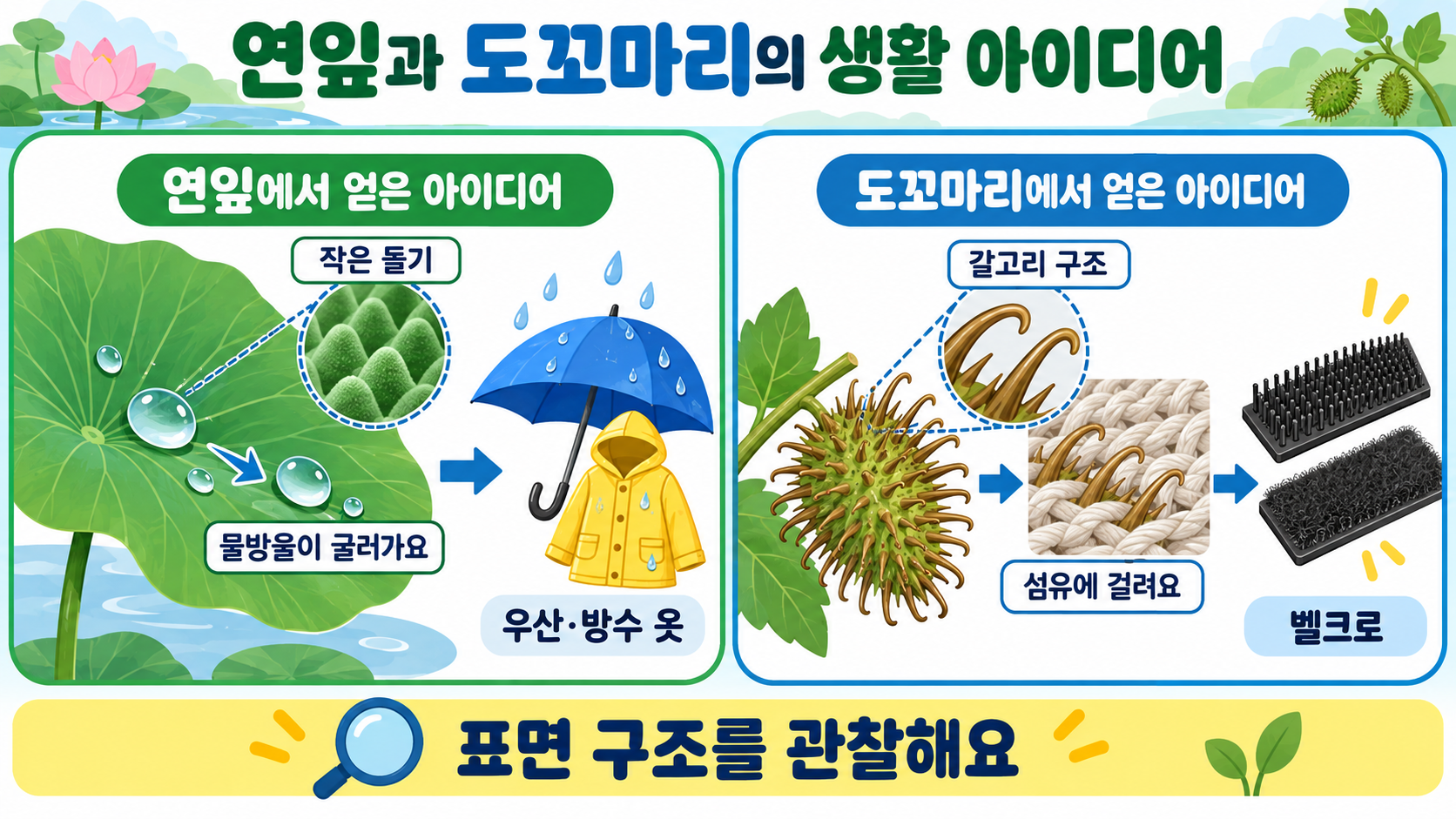 식물의 특징을 모방해 생활에 활용하는 예: 4학년 2학기 과학 정리 관련 정보 카드