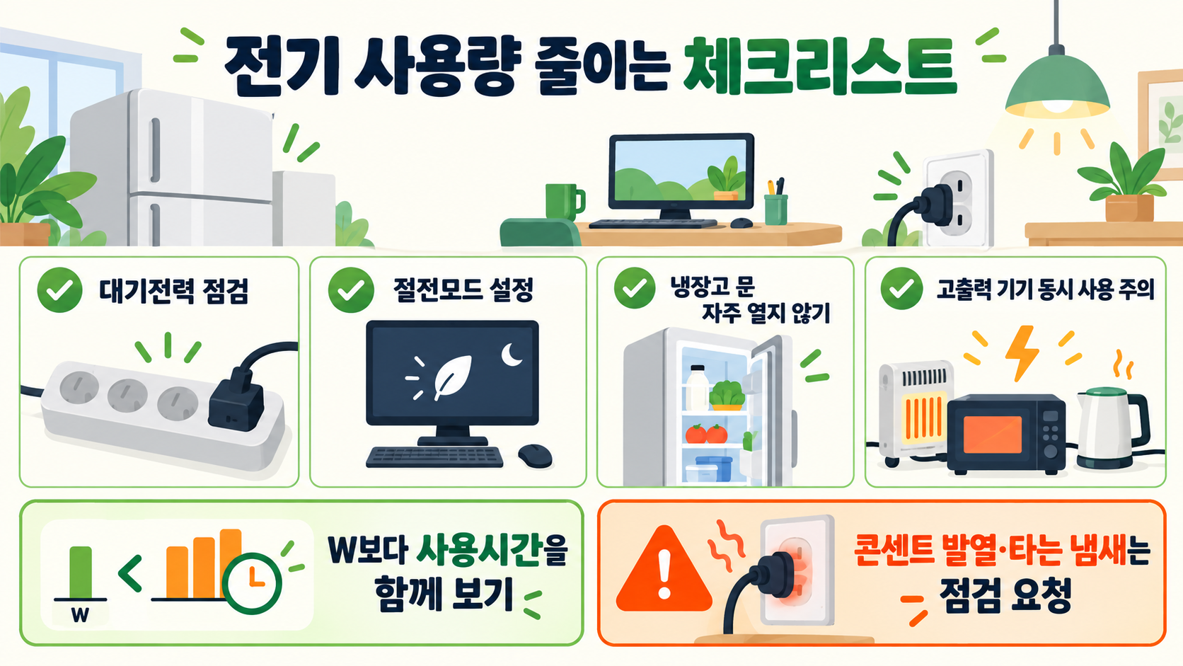 소비전력 계산법: 와트·kWh 전기 사용량 쉽게 계산하기 확인 정보 카드