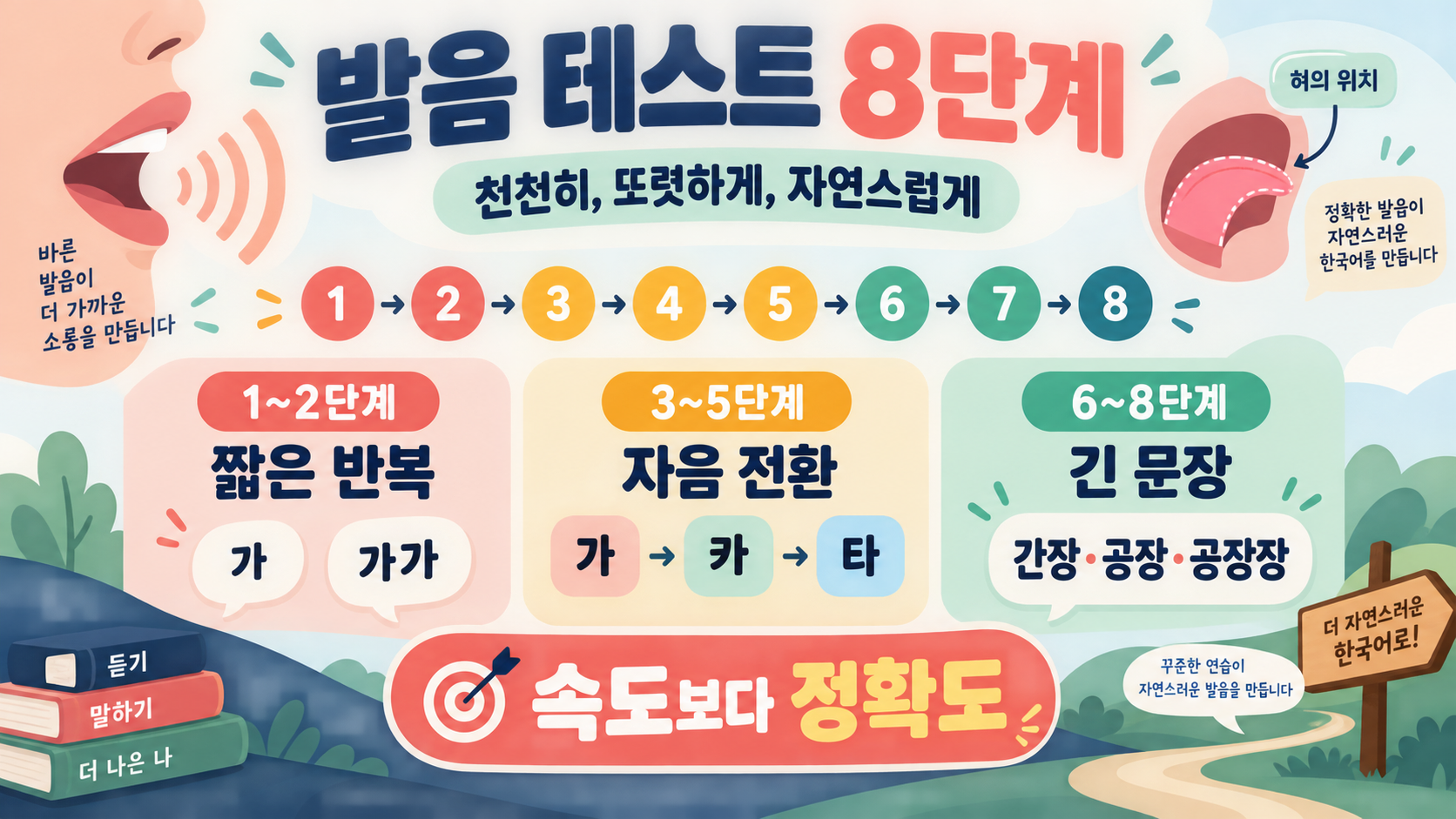 발음 테스트: 어려운 문장 8단계 연습법 정보 카드