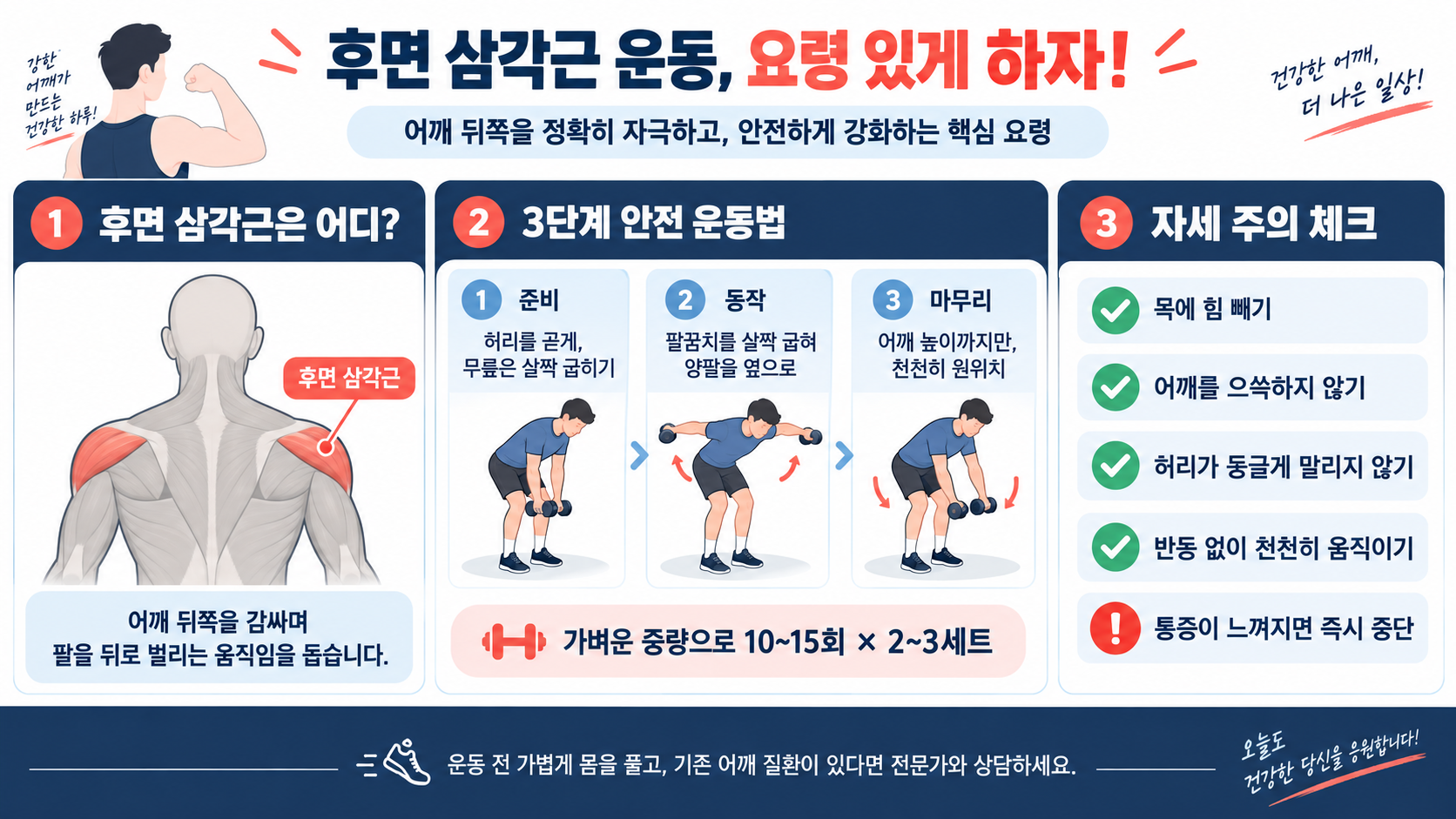 후면 삼각근 운동, 요령 있게 하자! 정보 카드