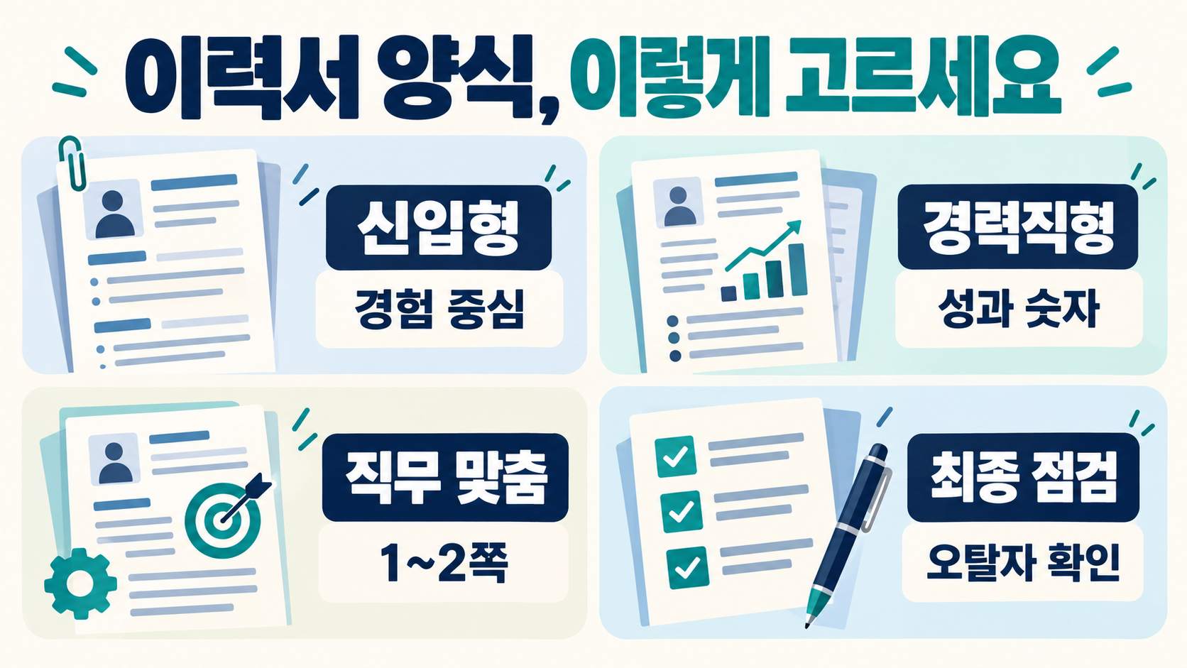 이력서 양식 선택부터 작성까지: 8가지 유형과 체크리스트 대표 이미지