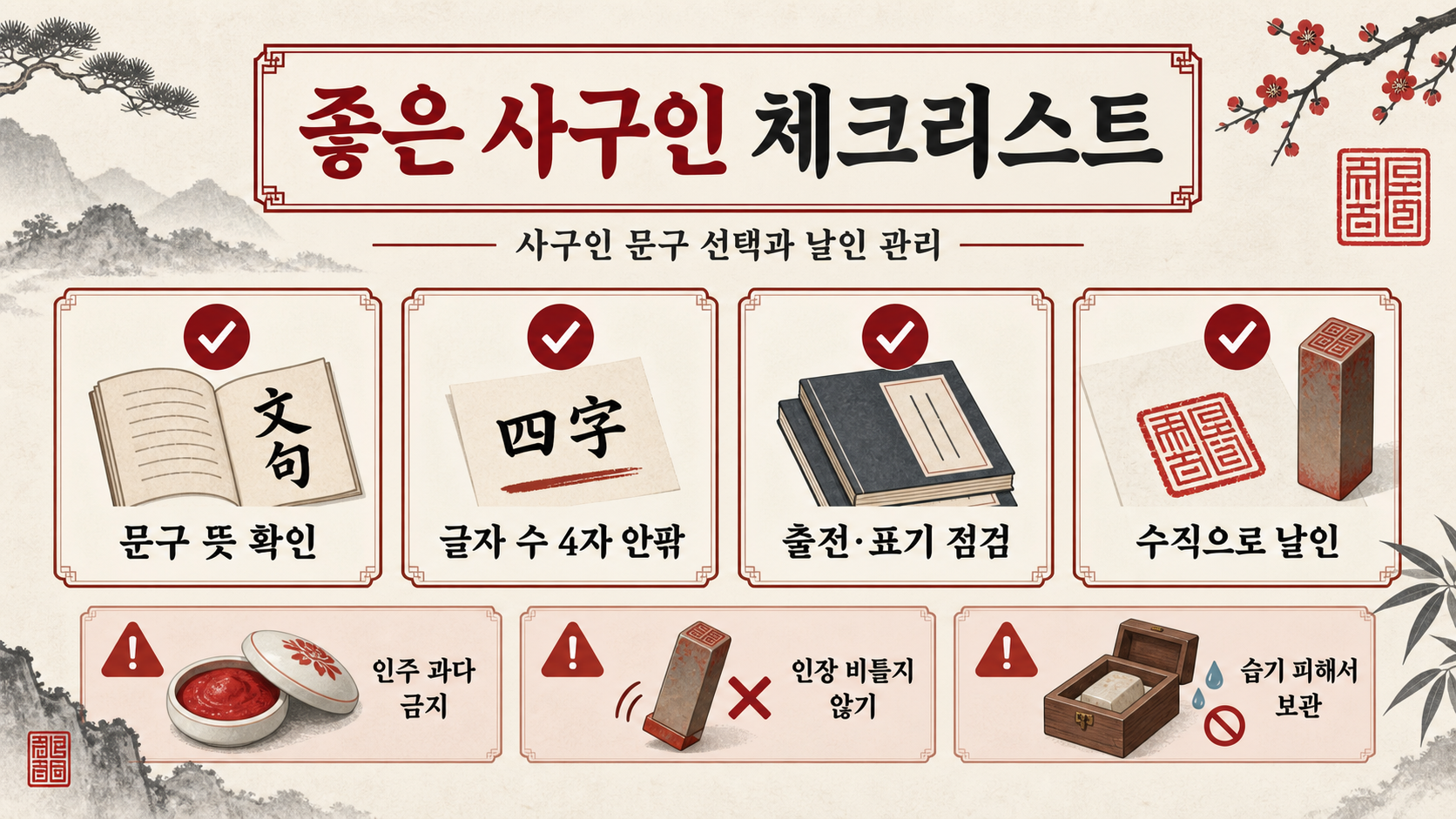 사구인(詞句印)이란? 좋은 문구를 새기는 전각의 의미와 활용법 확인 정보 카드