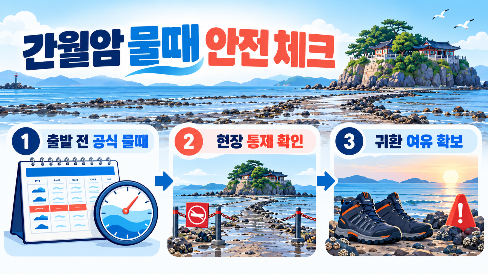 서산 간월암·부석사 여행 가이드: 물때와 동선, 준비물 관련 정보 카드