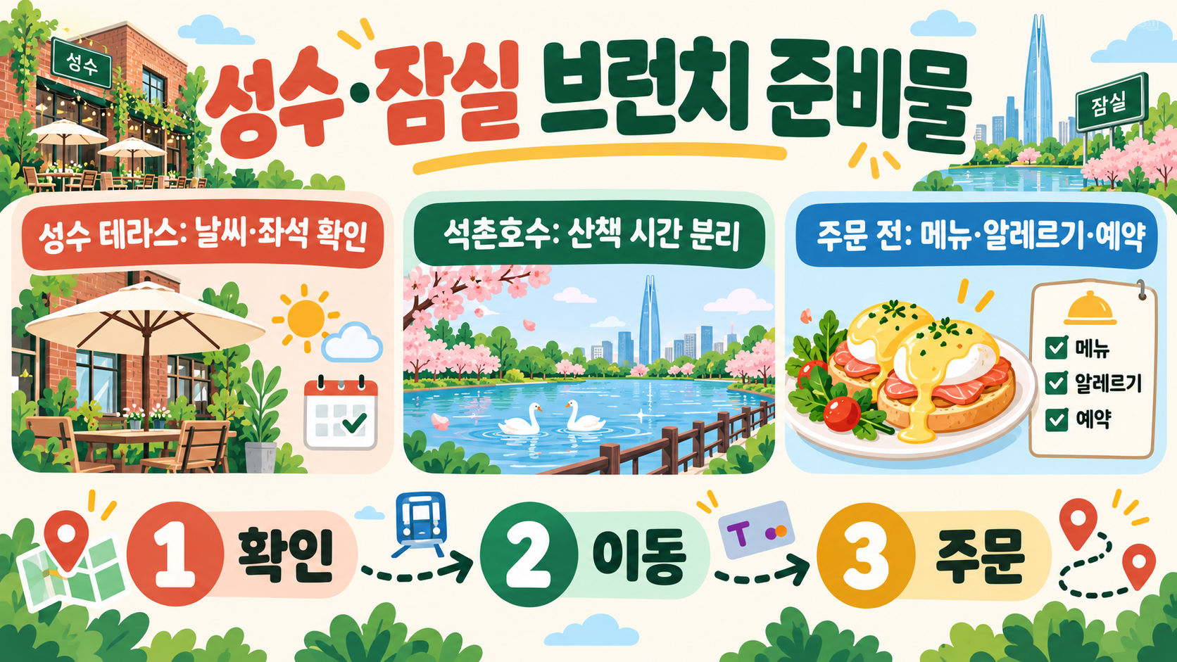 서울 브런치 카페 5곳: 서울숲·잠실·성수 산책 코스 가이드 확인 정보 카드