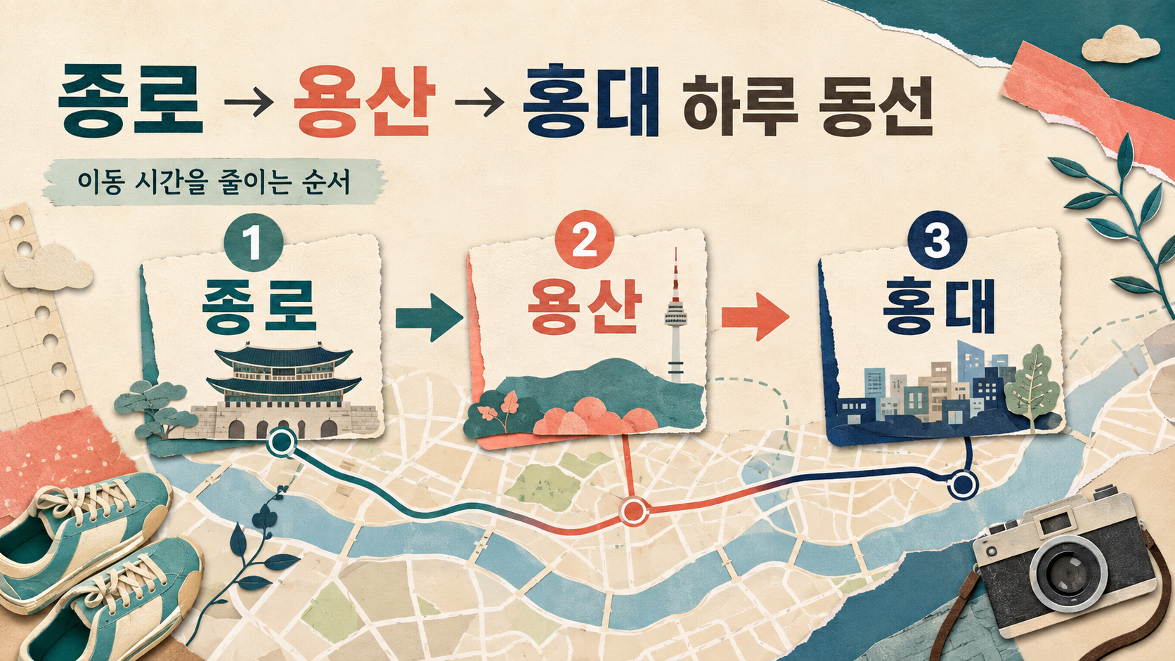 종로와 용산, 홍대를 잇는 서울 하루 여행 동선 정보카드