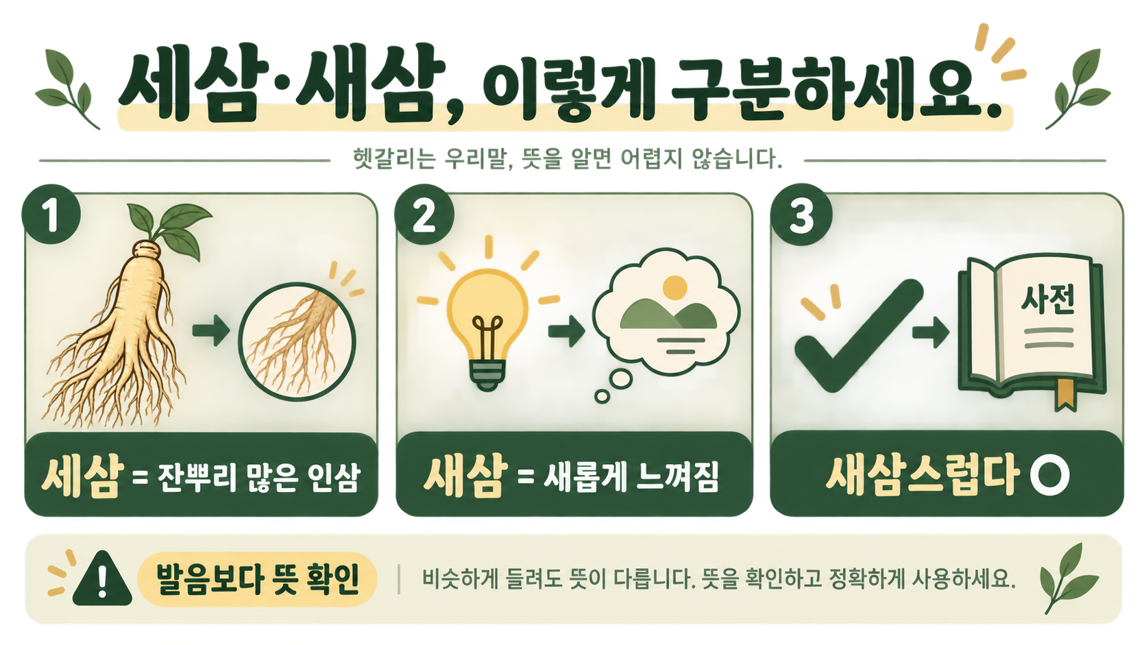 세삼과 새삼 차이 그리고 새삼스럽다 올바른 사용법 정보 카드