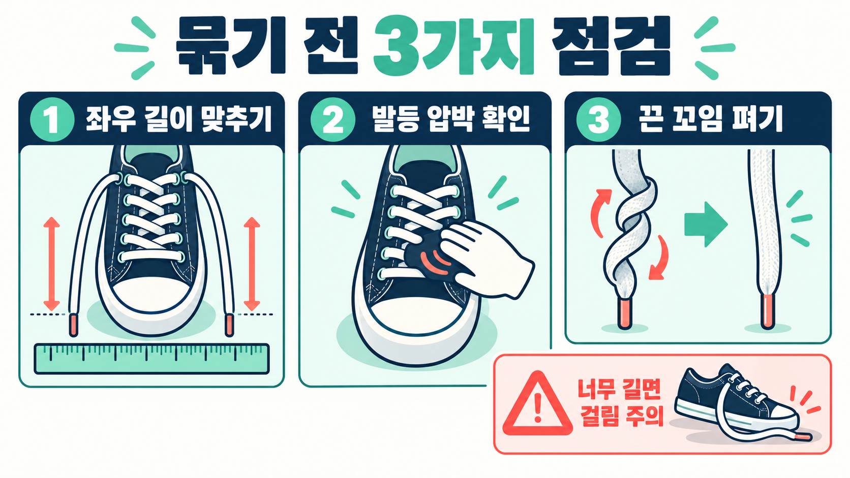 운동화 신발끈 안 풀리게 묶는 법: 리본 매듭 6단계 관련 정보 카드