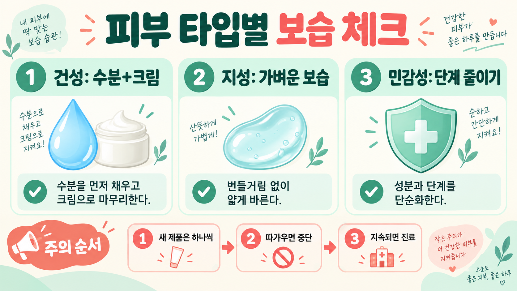 스킨케어 순서: 기초화장품 바르는 순서 한눈에 정리 확인 정보 카드