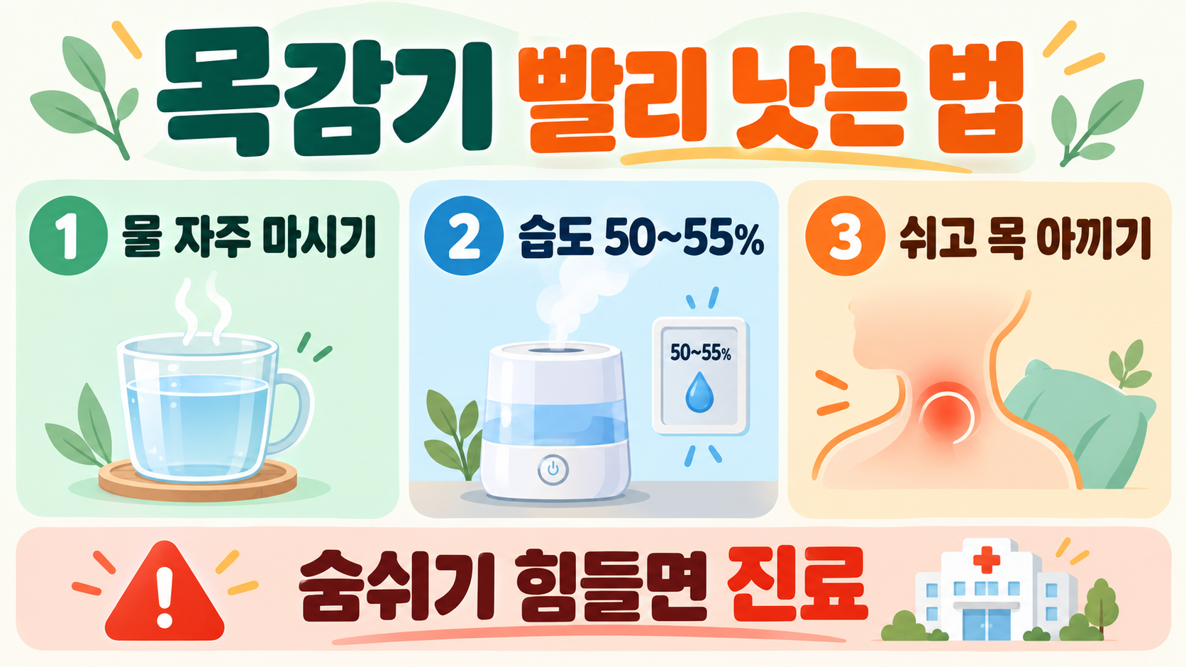 목감기 빨리 낫는 법: 증상 관리와 목에 좋은 음식 가이드 대표 이미지