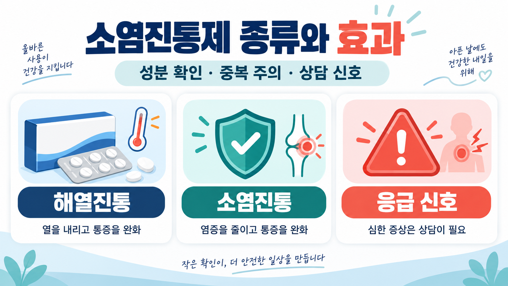 소염진통제 종류와 효과: 성분별 차이와 안전한 복용 확인법 정보 카드