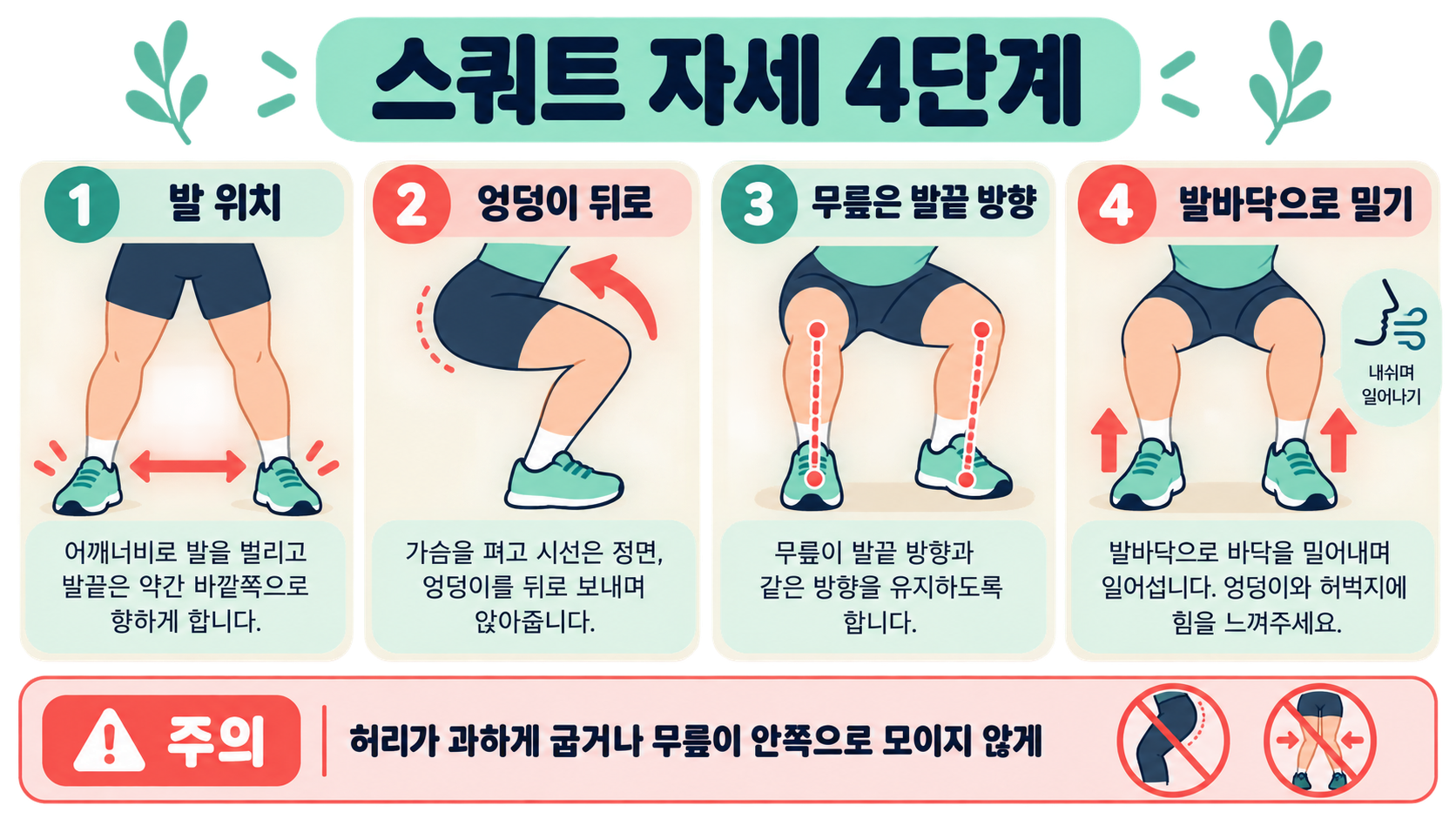 스쿼트 올바른 자세와 운동 효과: 초보자를 위한 안전 가이드 관련 정보 카드