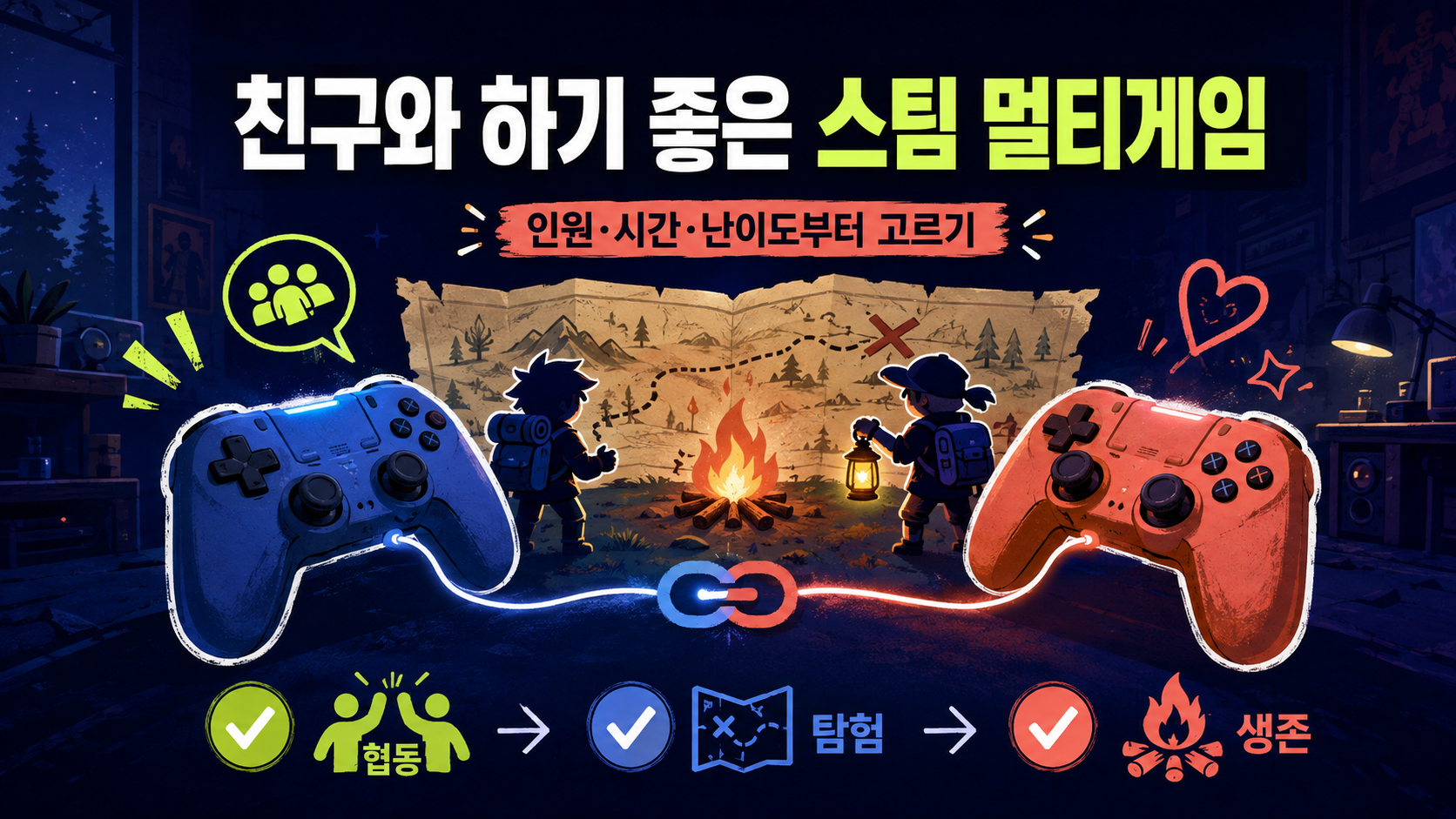친구와 하기 좋은 스팀 멀티게임: 협동·서바이벌 고르는 법 대표 이미지