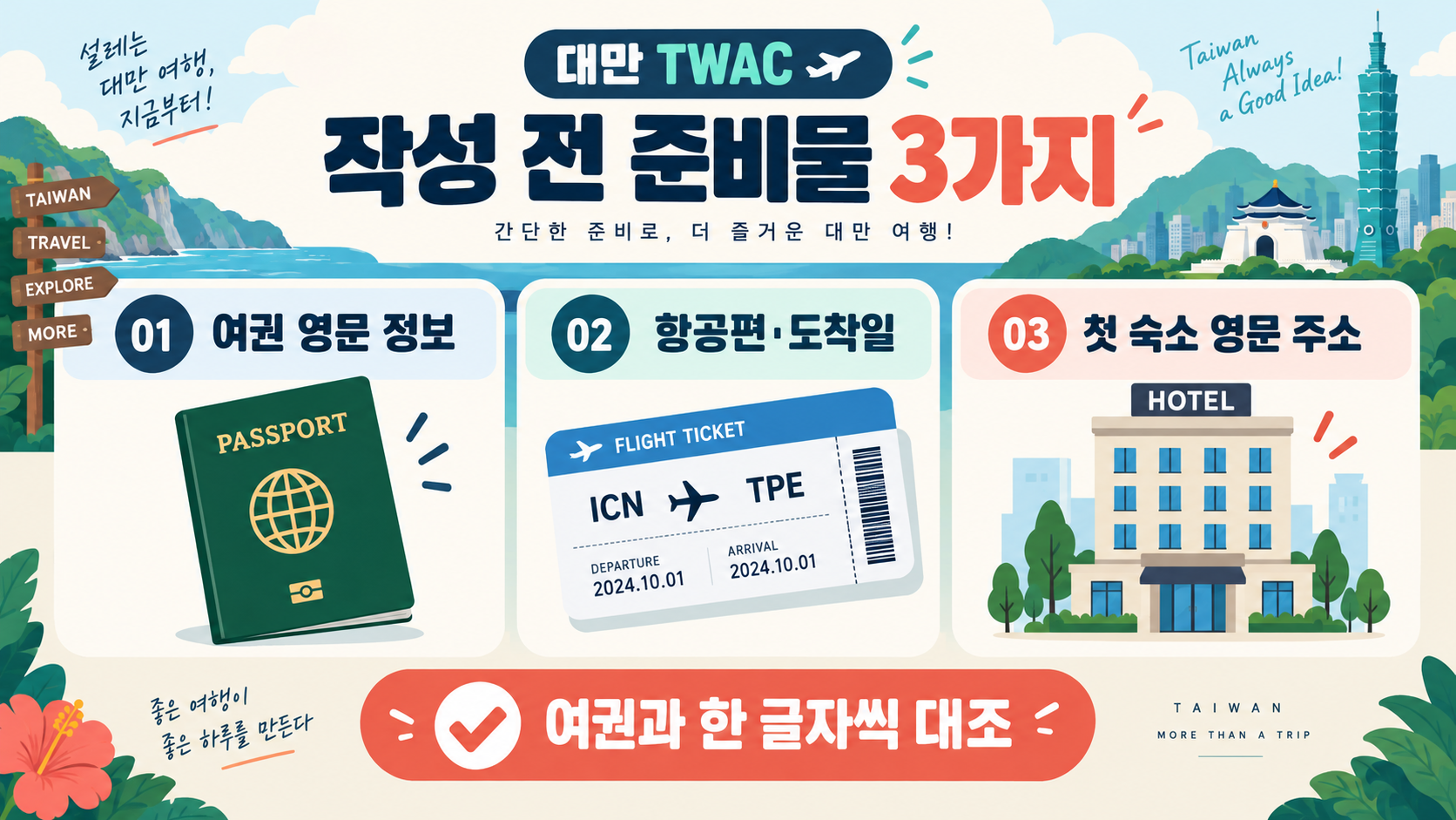 대만 출입국신고서 TWAC 온라인 작성 방법: 5분 체크리스트 관련 정보 카드