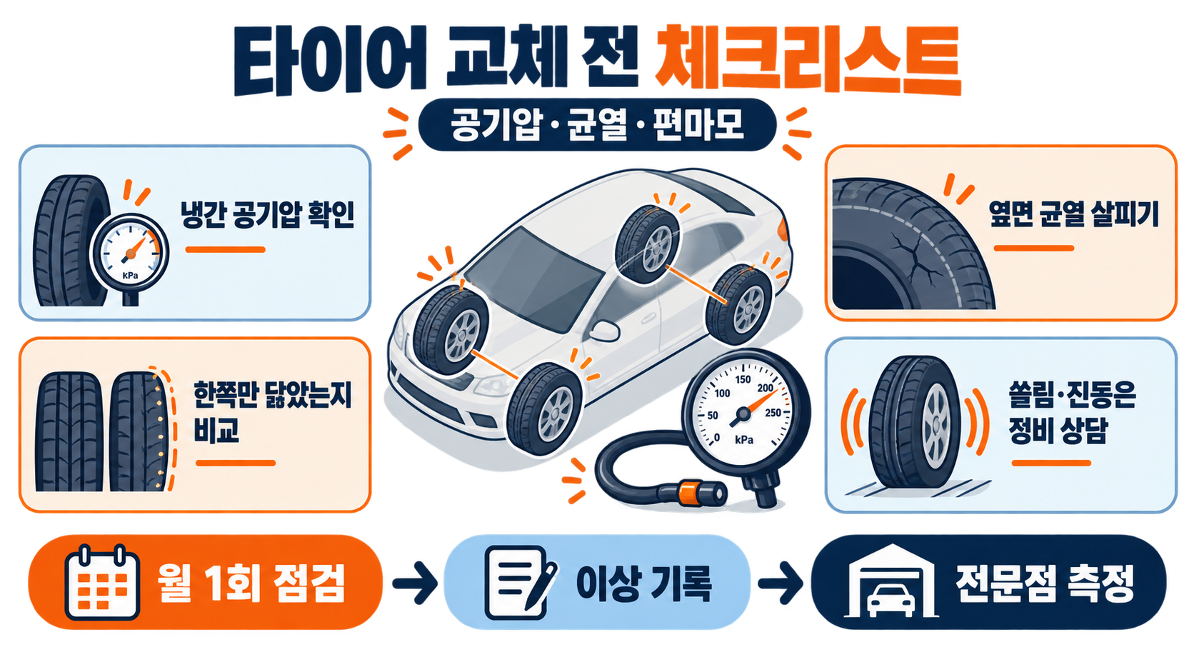 타이어 교체주기, 꼭 지켜야 할까? 교체 시점 확인하는 5가지 점검법 확인 정보 카드