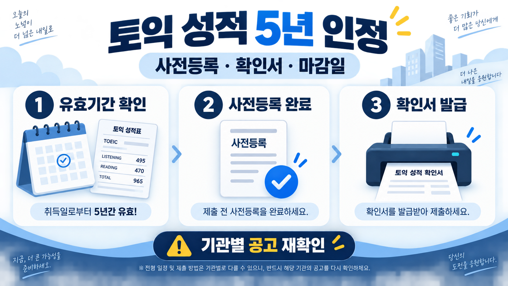 토익 성적 유효기간 5년 연장: 사전등록과 확인서 발급 방법 정보 카드