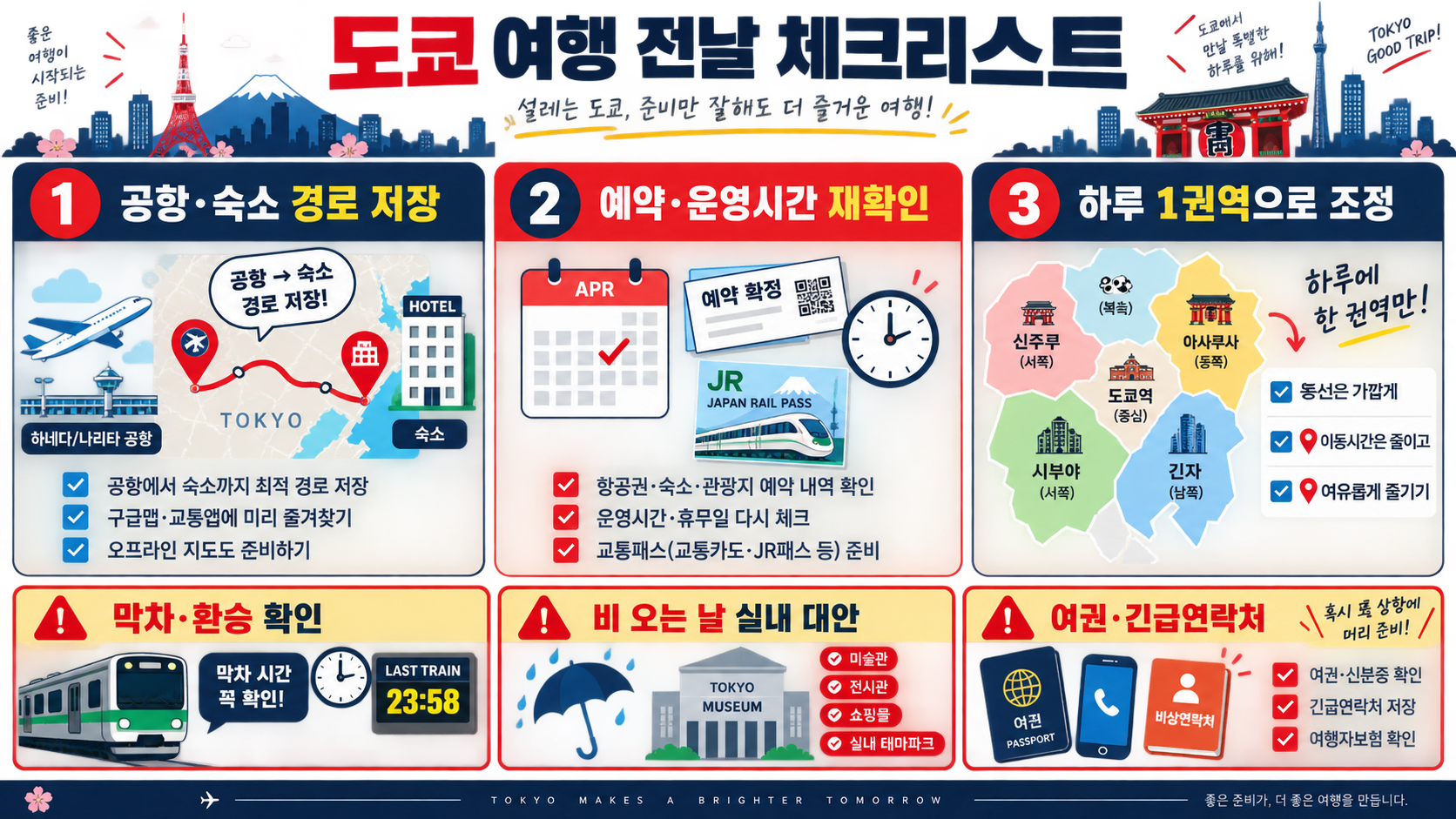 첫 도쿄여행 지역별 지도 가이드: 숙소와 동선 정하기 확인 정보 카드