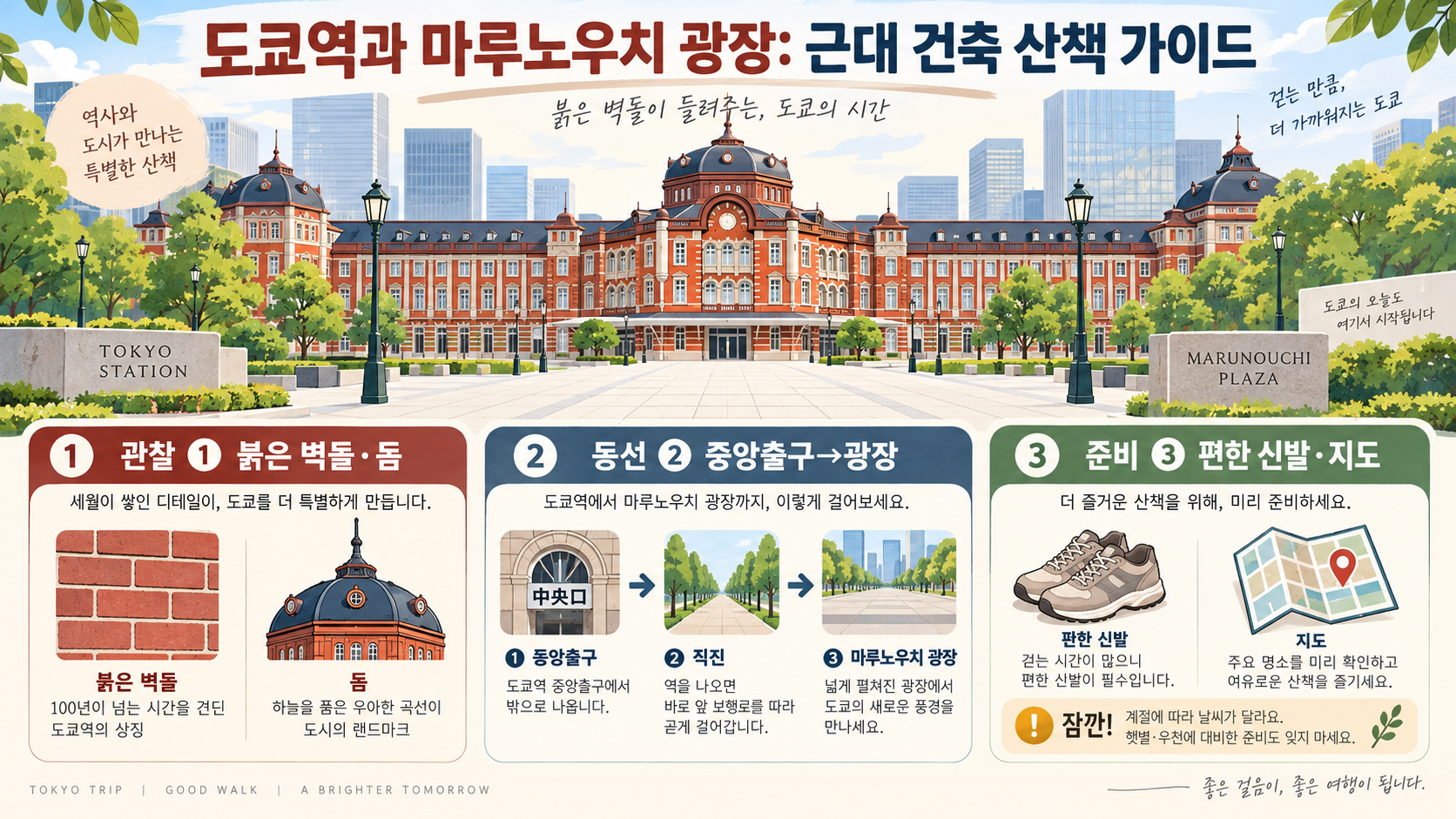 도쿄역과 마루노우치 광장: 근대 건축 산책 가이드 정보 카드