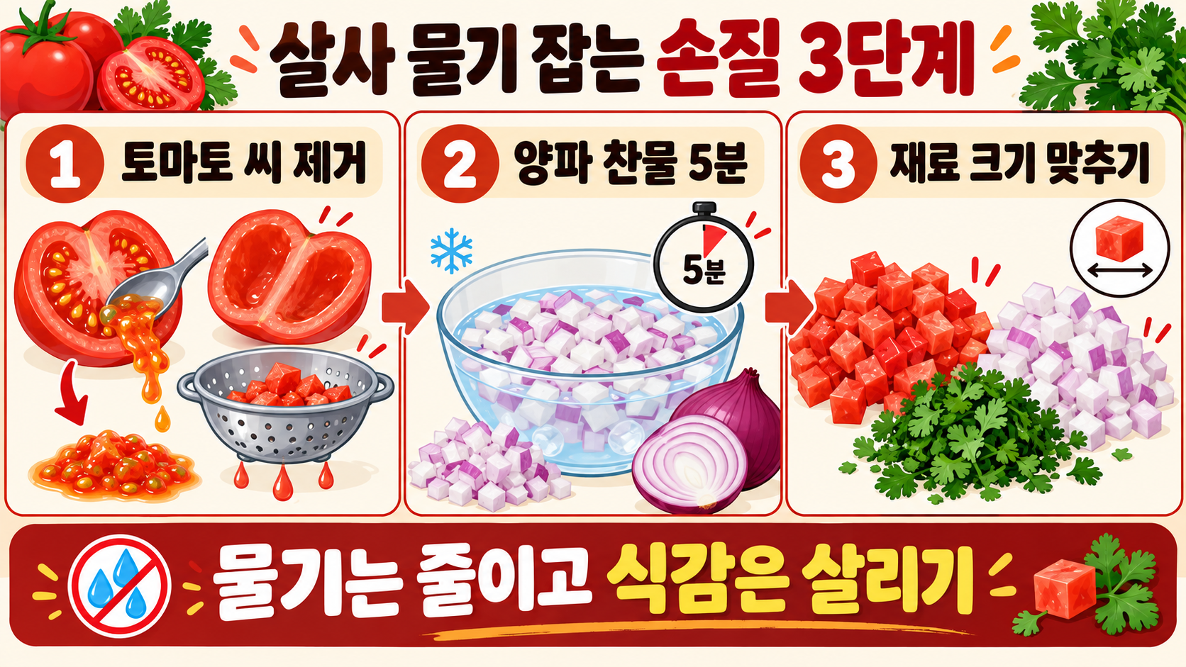 토마토 살사소스 만들기: 나초·타코에 어울리는 기본 레시피 관련 정보 카드