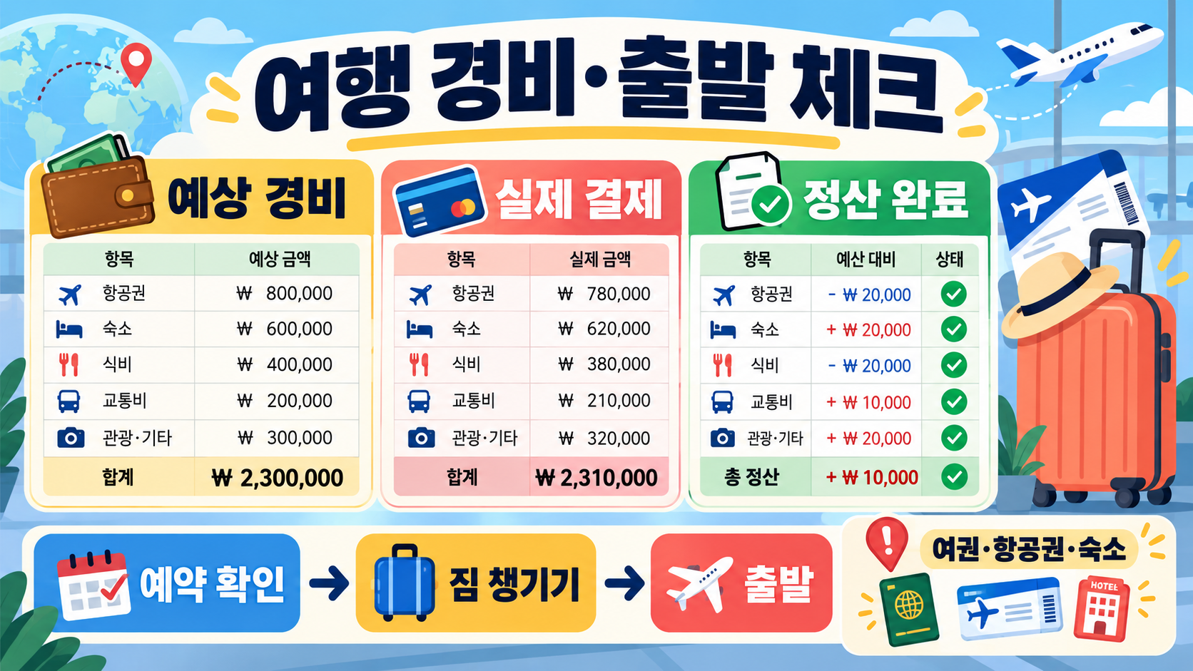 여행 일정표 엑셀 양식 만들기: 일정·경비·동선 한 번에 정리하는 법 확인 정보 카드
