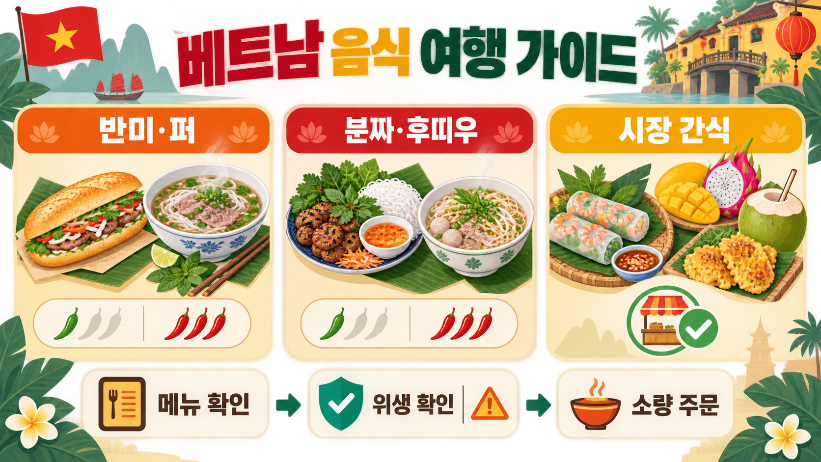 베트남 추천 음식과 스트리트 푸드: 여행 전 알아둘 메뉴 가이드 정보 카드