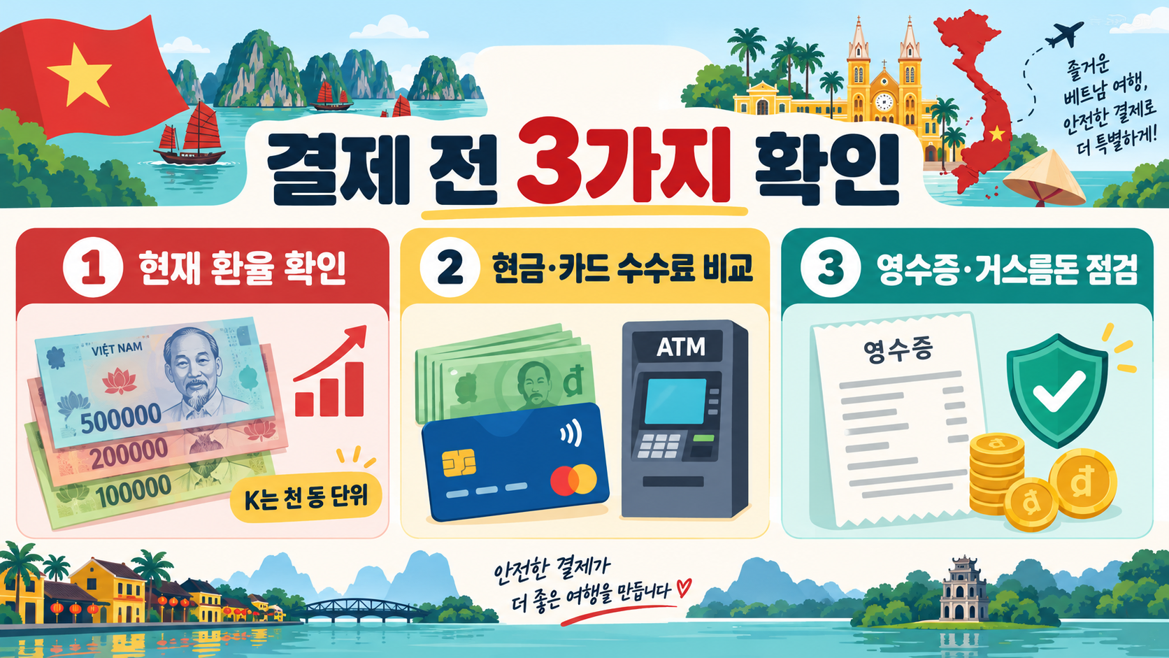 베트남 환율 계산법: K 단위와 여행 전 환전 체크리스트 확인 정보 카드